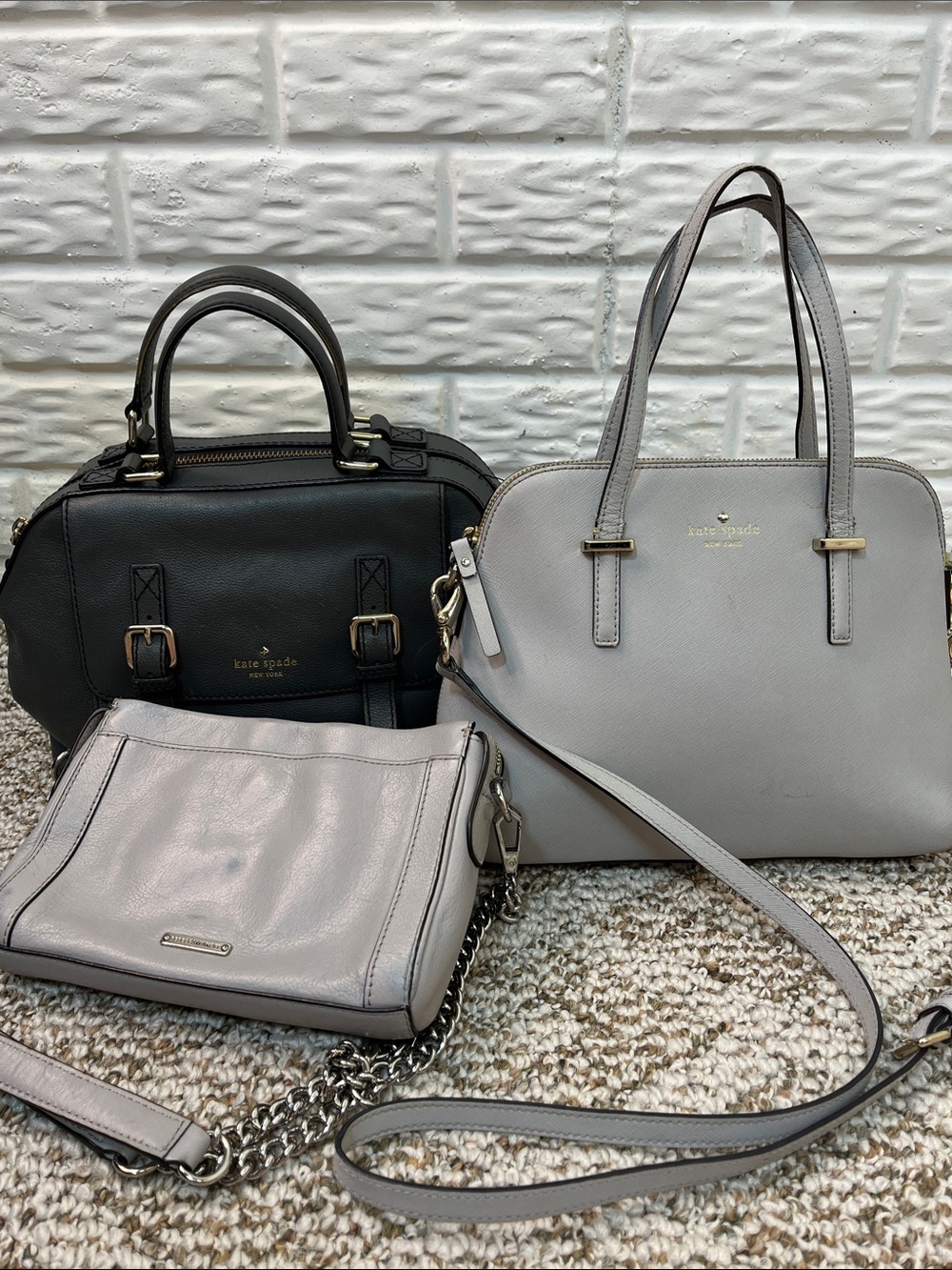 REHAB BUNDLE OF 3 LEATHER BAGS 2 KATE SPADE AND REBECCA MINKOFF